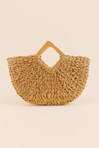 Anne Square Wood Handle Straw Tote  - francesca's | Francesca's