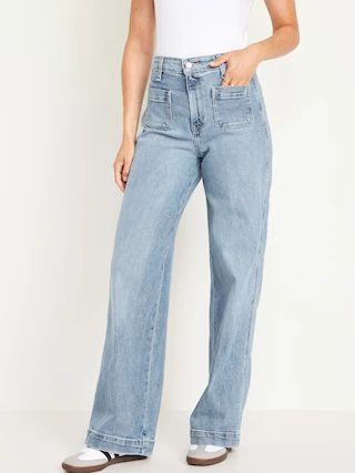 Extra High-Waisted Trouser Wide-Leg Jeans | Old Navy (US)