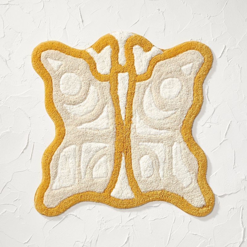 26"x26" Butterfly Shaped Bath Rug Yellow - Opalhouse™ designed with Jungalow™ | Target