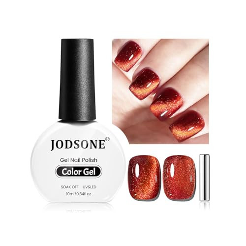 JODSONE 10ml Gel Nail Polish Cat Eye Red Gel Polish with Magnet Soak Off U V Lamp Deep Red Polish Nail Art Manicure Salon DIY Home | Amazon (US)