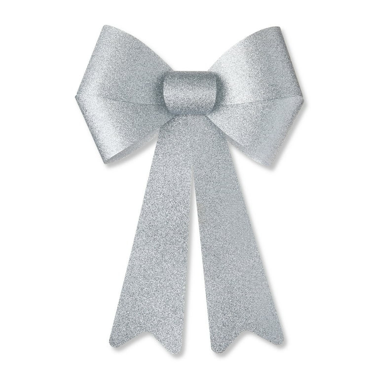 Silver Glitter Decorative Christmas Bow, 16", by Holiday Time | Walmart (US)