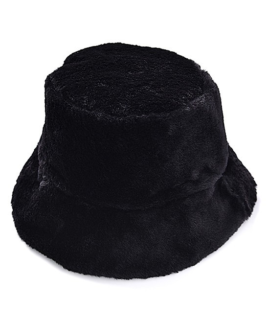 Yifitek Women's Winter Hats Black - Black Fuzzy Bucket Hat | Zulily