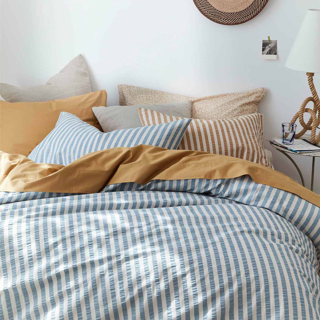 Warm Blue Seersucker Stripe Cotton Bundle | Piglet