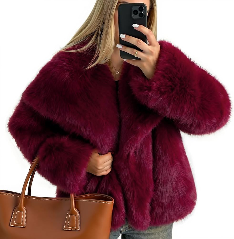ZESICA Women's Winter Faux Fur Coats Fluffy Jacket 2025 Trendy Long Sleeve Lapel Shaggy Warm Oute... | Amazon (US)