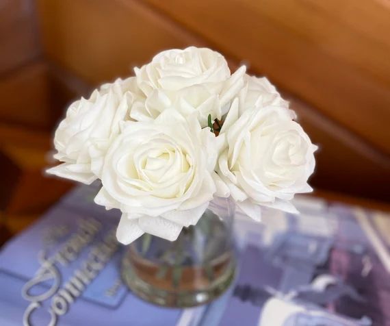 Finest Artficial Flower Arrangement-Real Touch White Rose in | Etsy | Etsy (US)