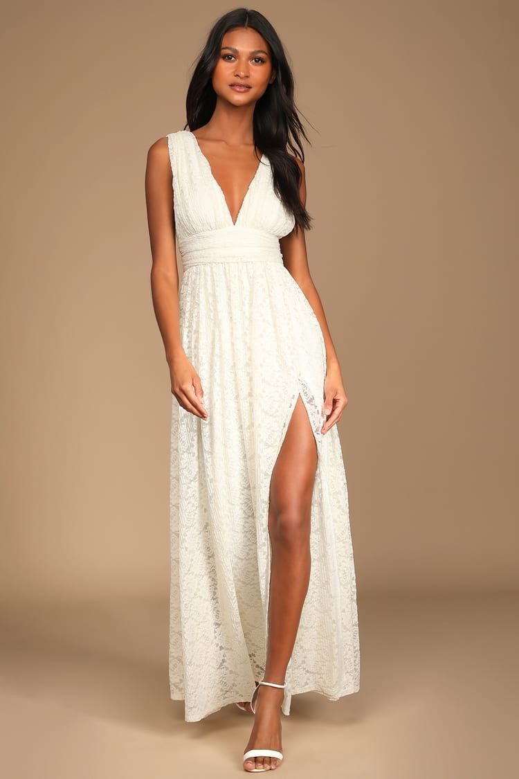 Heavenly Hues Ivory Lace Maxi Dress White Dress Resort Wear Vacation Outfits Spring Outfits  | Lulus (US)