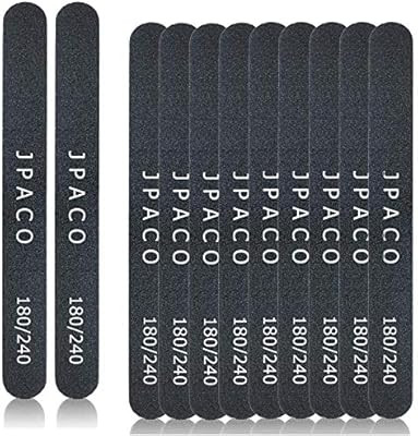 Nail Files 180 240 Grit for Poly Nail Extension Gel Acrylic Nails Files Double Sided Black Washab... | Amazon (US)