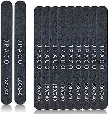 Nail Files 180 240 Grit for Poly Nail Extension Gel Acrylic Nails Files Double Sided Black Washab... | Amazon (US)