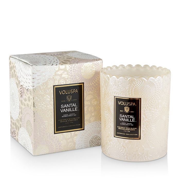 Santal Vanille Boxed Scalloped Edge Embossed Glass Candle | Bloomingdale's (US)