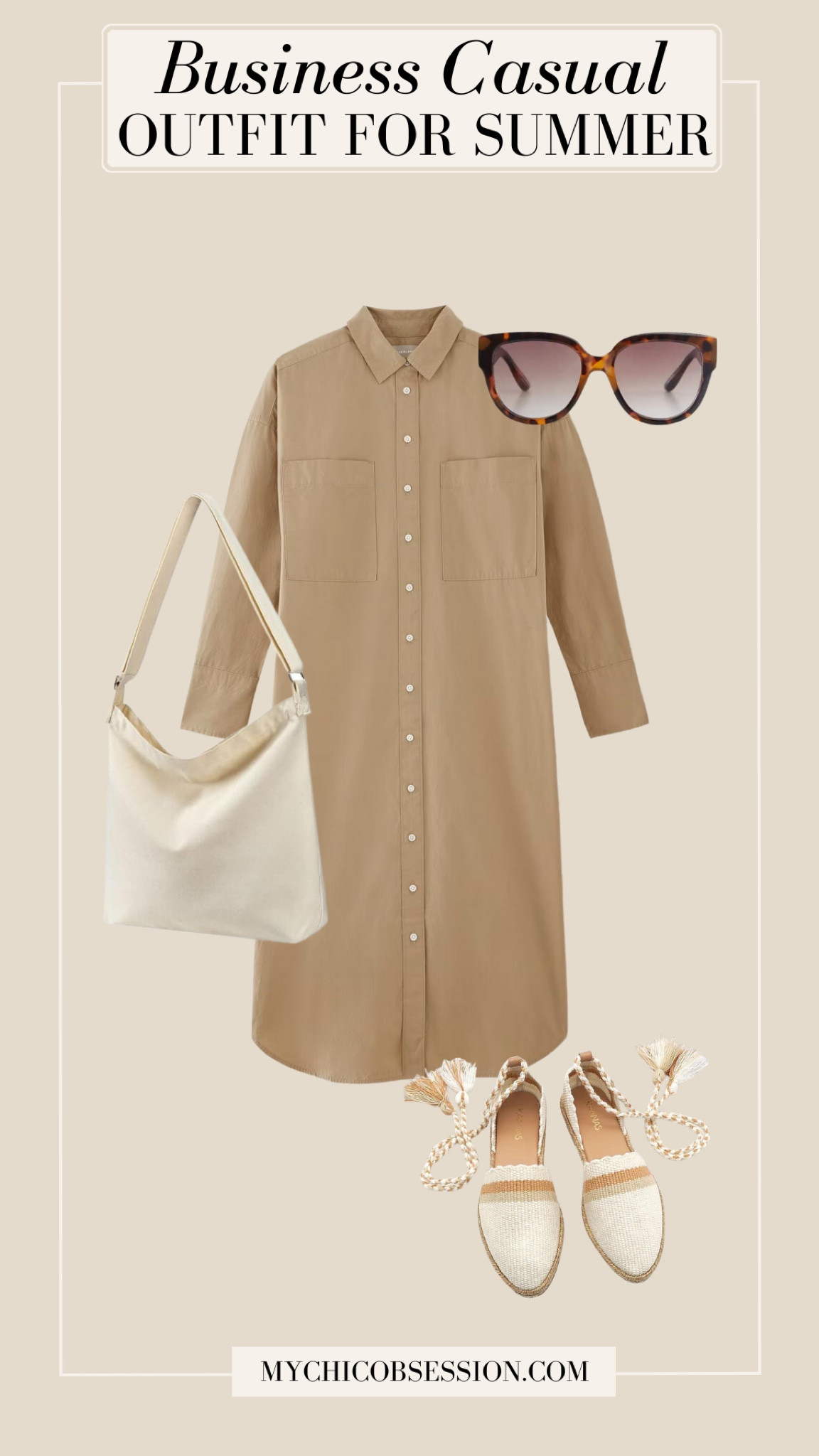 A cotton shirt dress is a comfortable and classic choice for summer. Wear it in a solid color or subtle print and pair it with espadrilles to give off that effortless summer vibe. For your walk to the office, don a stylish sun hat and oversized glasses, and finish off your look with a canvas tote bag and simple jewelry.

#LTKSeasonal #LTKworkwear #LTKstyletip