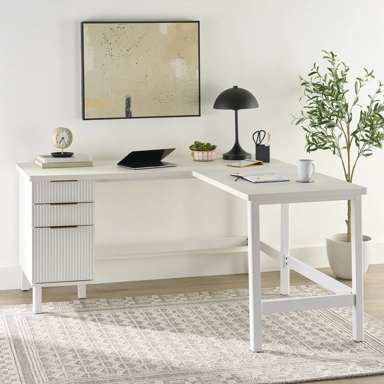 Better Homes & Gardens Lillian Fluted L-Shape Desk, White - Walmart.com | Walmart (US)