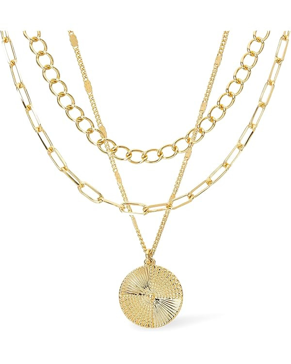 Ana Luisa Gold Layered Necklace Set - 14K Gold Plated Chain Necklaces for Women - Two Separate Ch... | Amazon (US)