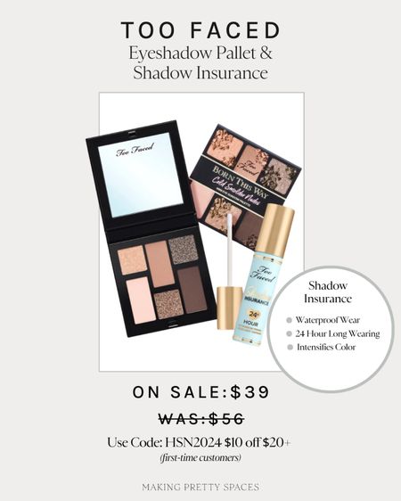 Love this eyeshadow pallet and shadow insurance from HSN! Eyeshadow pallet comes in two different color ways! Use the shadow insurance for intense long lasting colors and waterproof wear! 

On sale for $39 but use code HSN2024 for $10 off $20 or more for new customers 

@HSN @toofaced #HSNInfluencer #ad #LoveHSN

#LTKfindsunder50 #LTKstyletip #LTKbeauty