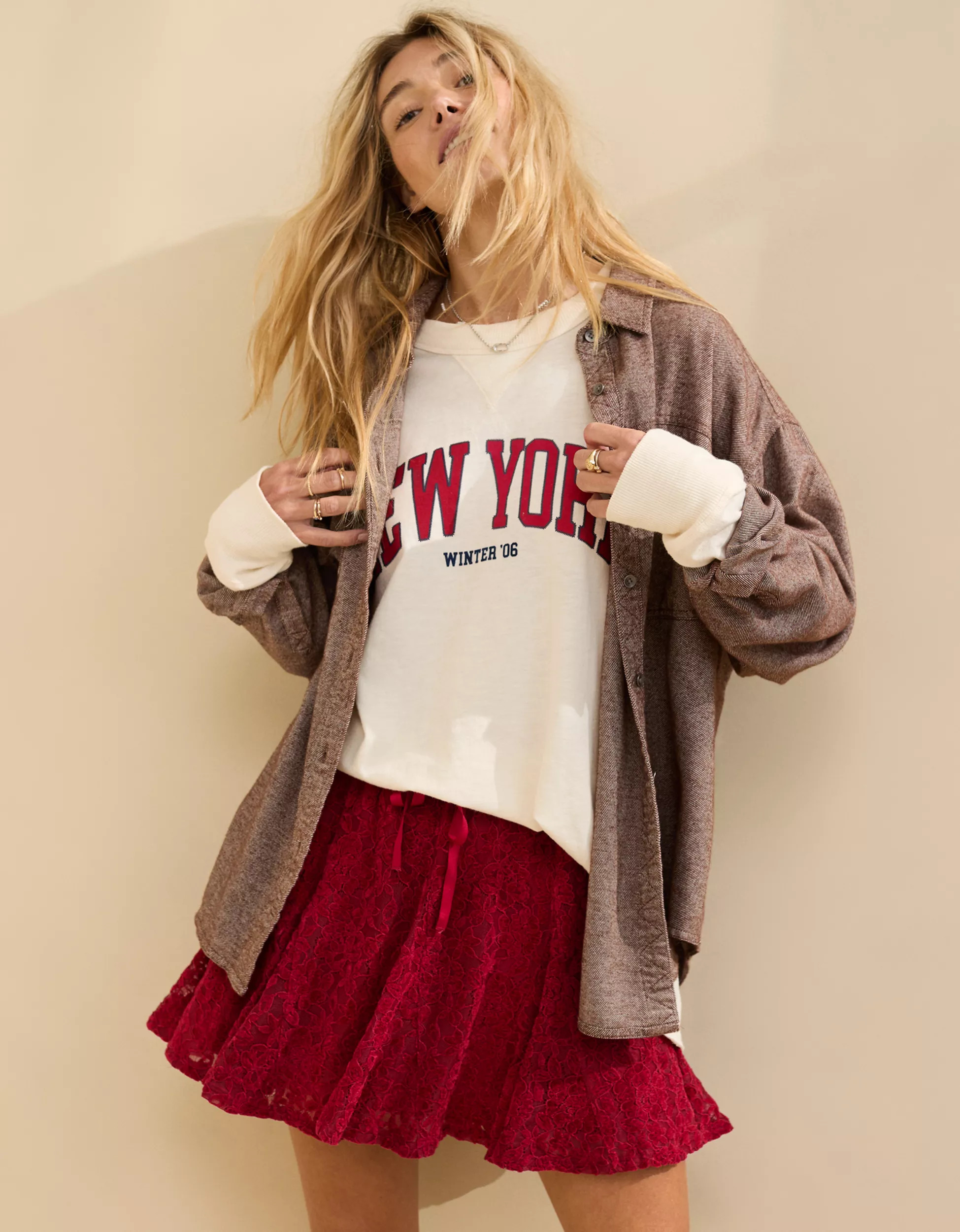 Aerie Lace Godet Skirt | American Eagle Outfitters (US & CA)