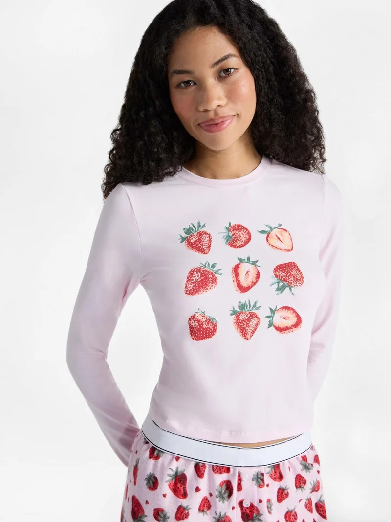 No Boundaries Baby Tee with Long Sleeves, Women’s | Walmart (US)