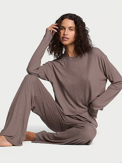 Modal Wide-Rib Long Lounge Set, Grey, Smallreg - Women's Pajama Sets - Victoria's Secret | Victoria's Secret (US / CA )