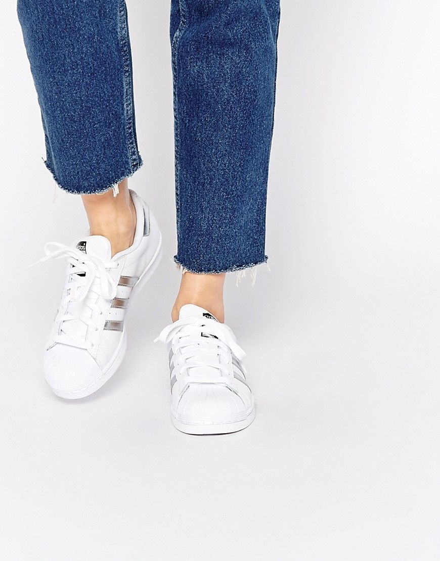 adidas Originals White & Silver Superstar Trainers | ASOS UK