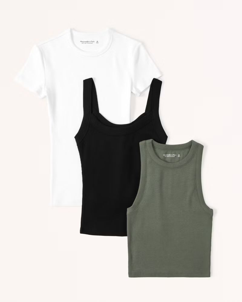 3-Pack Essential Ribbed Tops | Abercrombie & Fitch (US)