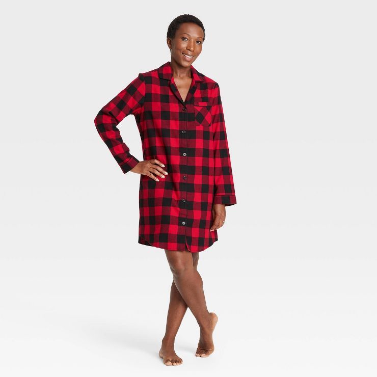 Women's Holiday Buffalo Check Plaid Flannel Matching Family Pajama NightGown - Wondershop™ Red | Target