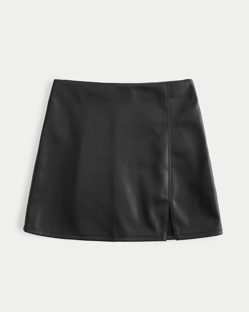 Ultra High-Rise Vegan Leather A-Line Mini Skirt | Hollister (US)