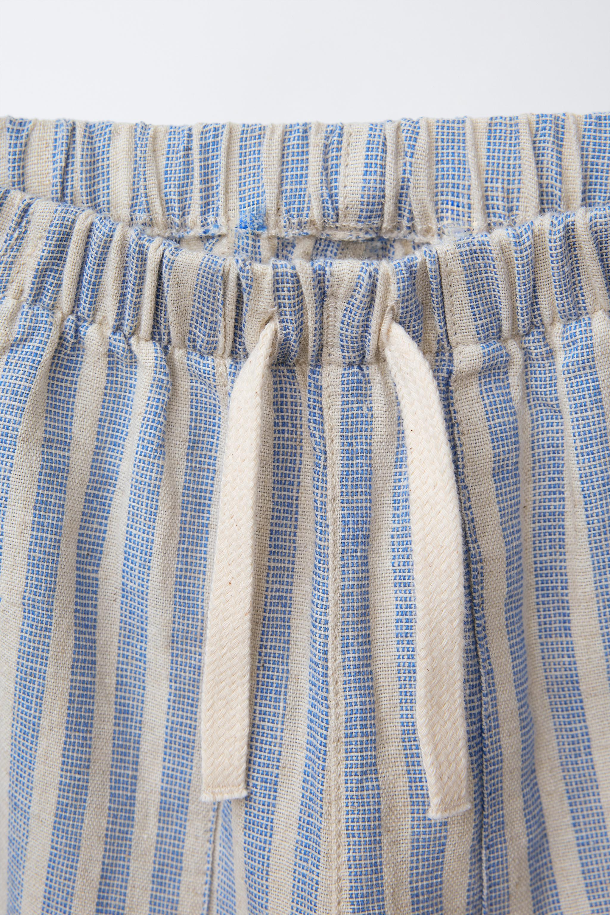STRIPED LINEN AND COTTON PANTS | Zara US