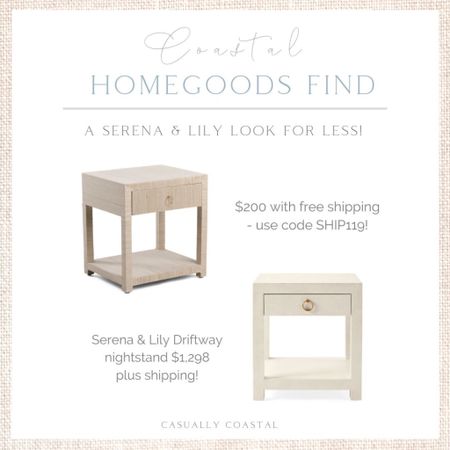 Just $200, this is a great alternative to Serena & Lily's Driftway nightstand, which retails for $1,298! Use code “SHIP119” for free shipping. 

- coastal decor, beach house decor, beach decor, beach style, coastal home, coastal home decor, coastal decorating, coastal interiors, coastal house decor, home accessories decor, coastal accessories, beach style, neutral home decor, neutral home, natural home decor, neutral nightstand, natural nightstand, serena & lily dupe, raffia nightstand, affordable nightstand, coastal bedroom furniture, coastal nightstand, coastal side table, woven side table, natural nightstand, homegoods home, tan nightstands, designer look for less, designer dupe, serena & lily dupe

#LTKstyletip #LTKhome