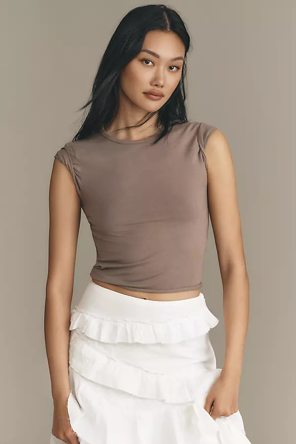 The Evan Short-Sleeve Raw-Edge Baby Tee | Anthropologie (US)