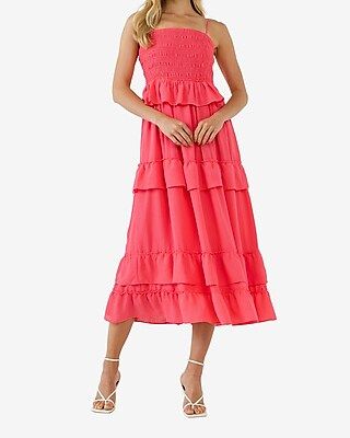 Endless Rose Tiered Gingham Midi Dress | Express