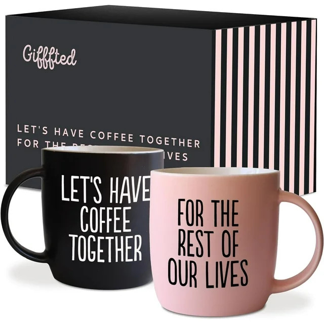 Triple Gifffted Lets Have Coffee Together Coffee Mug Set - Engagement Mr and Mrs Wedding Gift for... | Walmart (US)