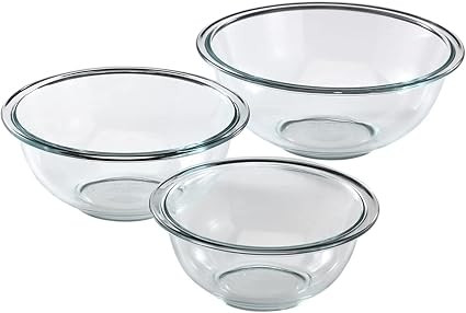 Pyrex Smart Essentials 3-Pack Prepware Mixing Bowl Set (1QT, 1.5QT, 2.5QT) Glass Mixing Bowls, Di... | Amazon (US)