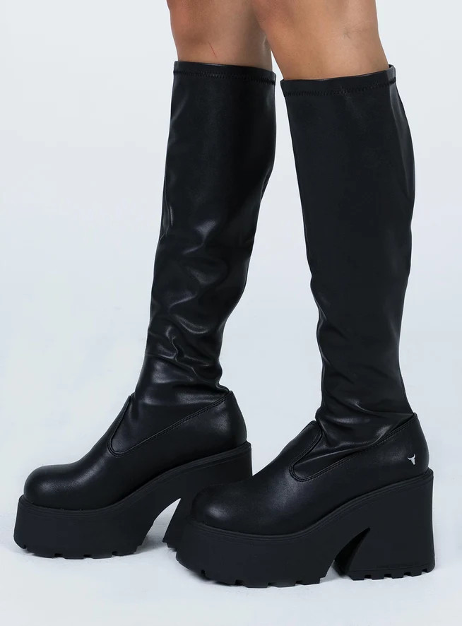 Windsor Smith Fuse Black Stretch Sock Boot | Princess Polly US