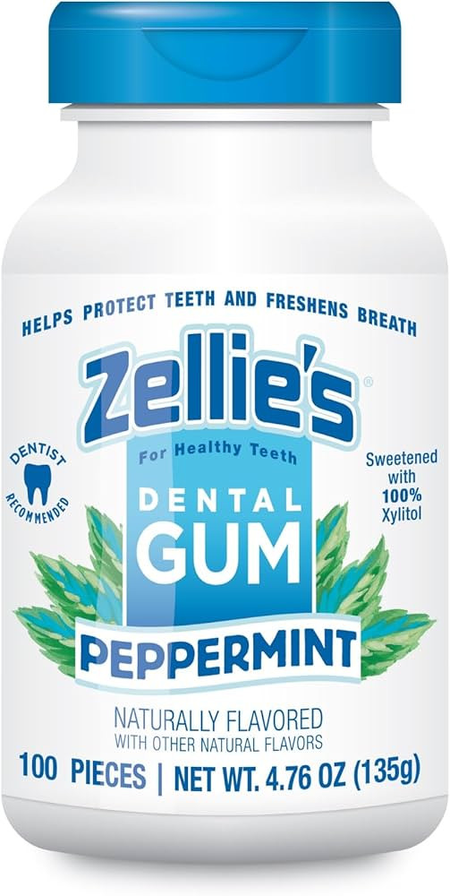 Zellie's | 100% Xylitol Peppermint Chewing Gum | No Aspartame, Gluten Free, Vegan & Kosher (100 C... | Amazon (US)
