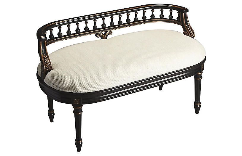 Ella Vanity Bench, Black/Gold | One Kings Lane