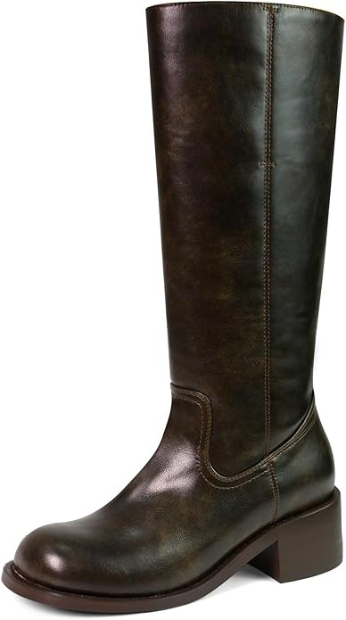 Women's Knee High Boots Square Toe Chunky Block Heel Long Boots for Women Comfortable Low Heel Wo... | Amazon (US)