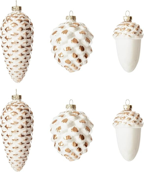 DN DECONATION Glass Pine Cone Ornament Hanging Acorn Ornaments for Christmas Tree, Sparking Golde... | Amazon (US)