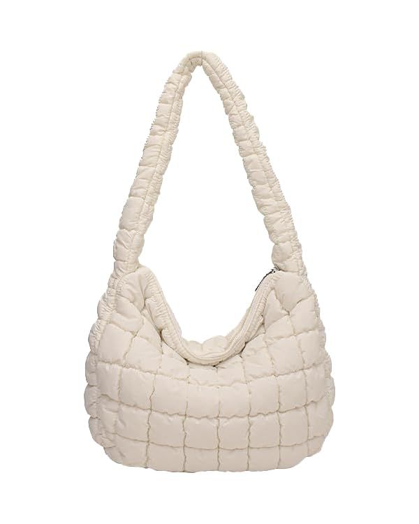 Quilted Tote Bag for Women Puffer Bag Lightweight Padding Shoulder Bag Hobo Bag Satchel Handbag C... | Amazon (US)
