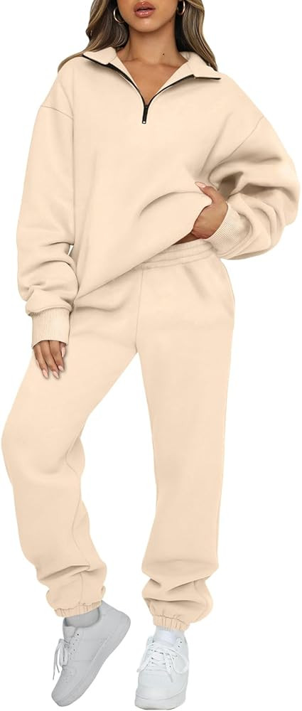 AUTOMET Women's Sweatsuits 2 Piece Outfits Lounge Sets Long Sleeve Half Zip Pullover and Baggy Sw... | Amazon (US)
