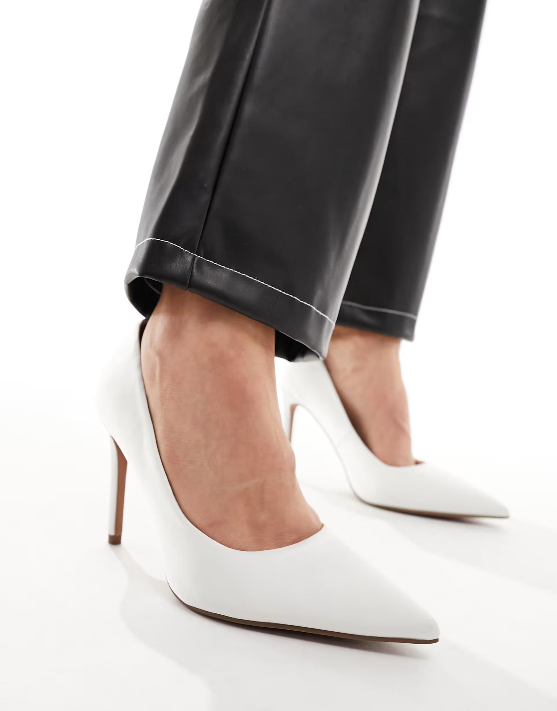 ASOS DESIGN Wide Fit Paphos pointed high heeled pumps in ivory satin | ASOS | ASOS (Global)