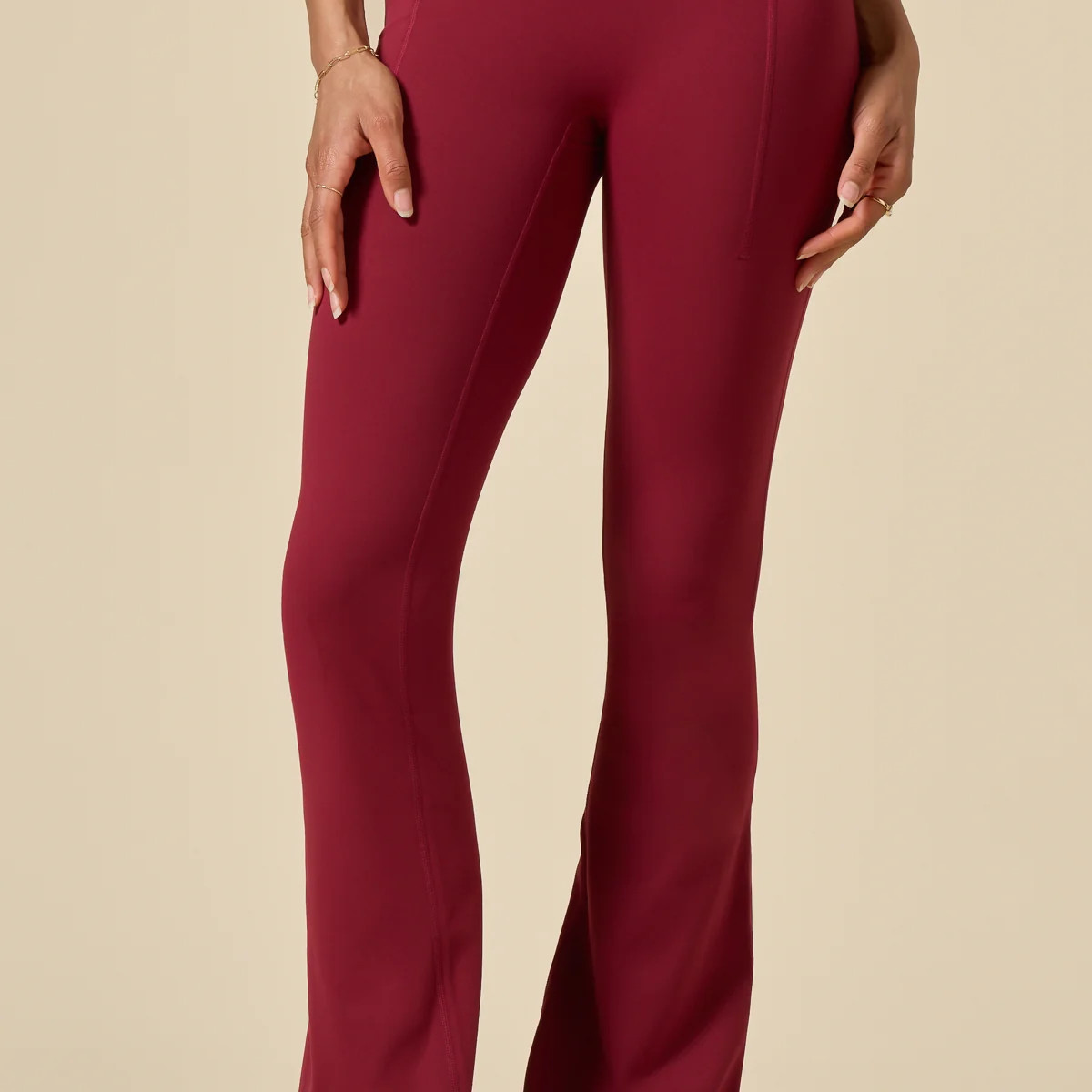 Crisscross Hourglass\u00ae Flared Legging with Pockets - Ruby Contrast | POPFLEX