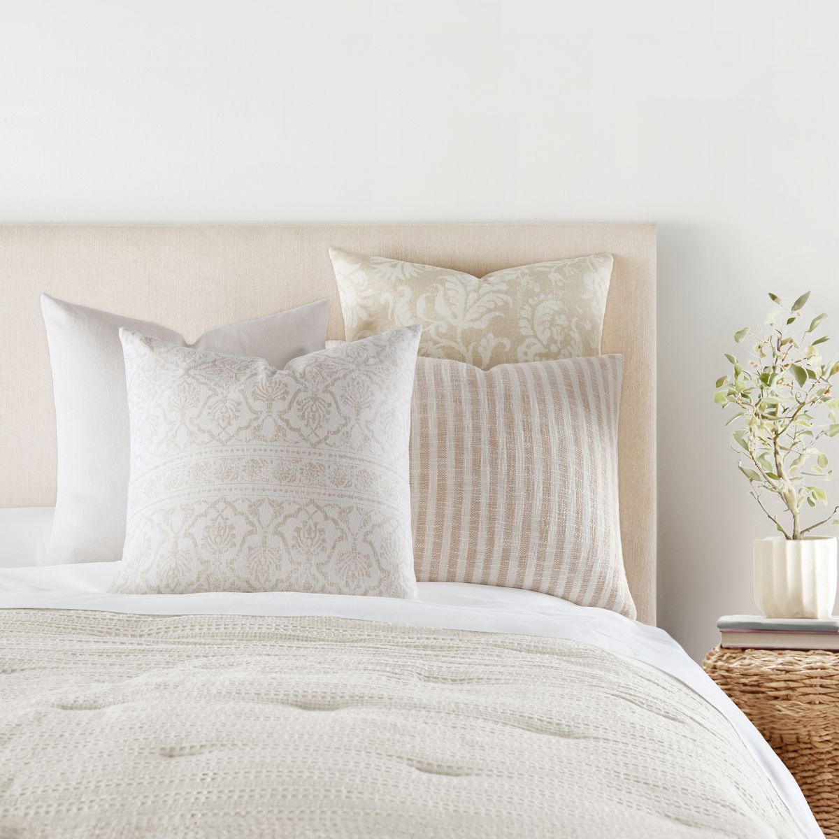 2-Pack Yarn-Dyed Patterns Natural Throw Pillows - Becky Cameron, Natural Yarn-Dyed Bengal Stripe ... | Target