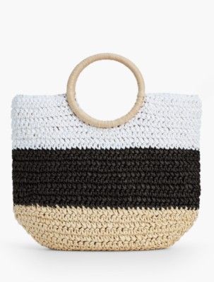 Crochet Straw Circle-Handled Tote | Talbots
