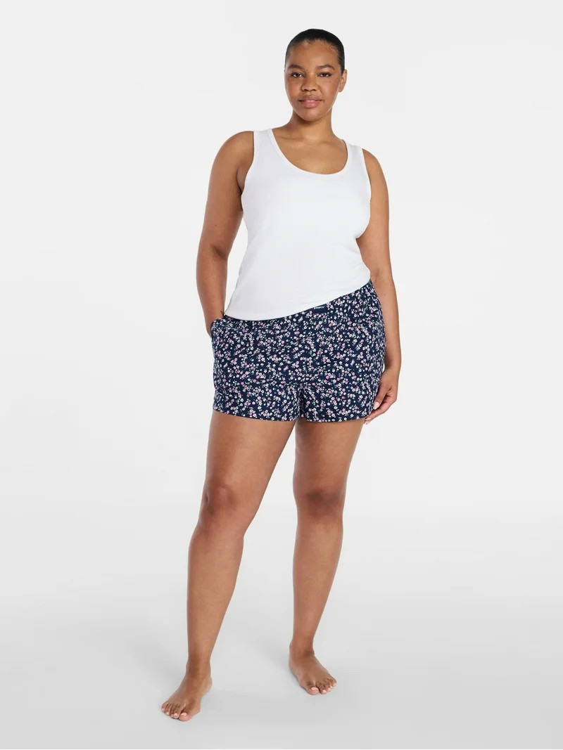 Joyspun Women's Woven Pajama Boxer Shorts, 3'' Inseam, Sizes XS-3X | Walmart (US)