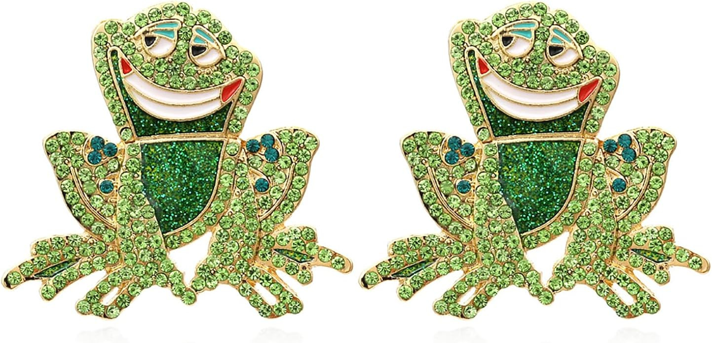 Frog Earrings for Women Vintage Rhinestone Frogs Stud Earrings Cute Funny Animal Earrings Frog Je... | Amazon (US)
