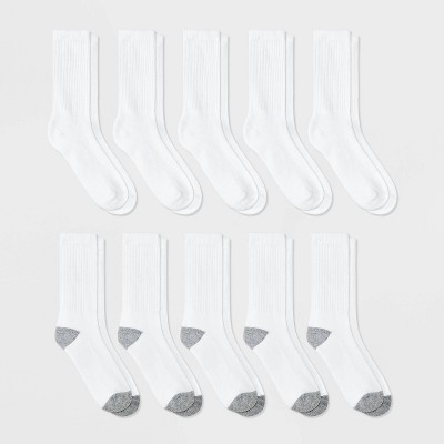 Boys' 10pk Crew Athletic Socks - Cat & Jack™ White S | Target