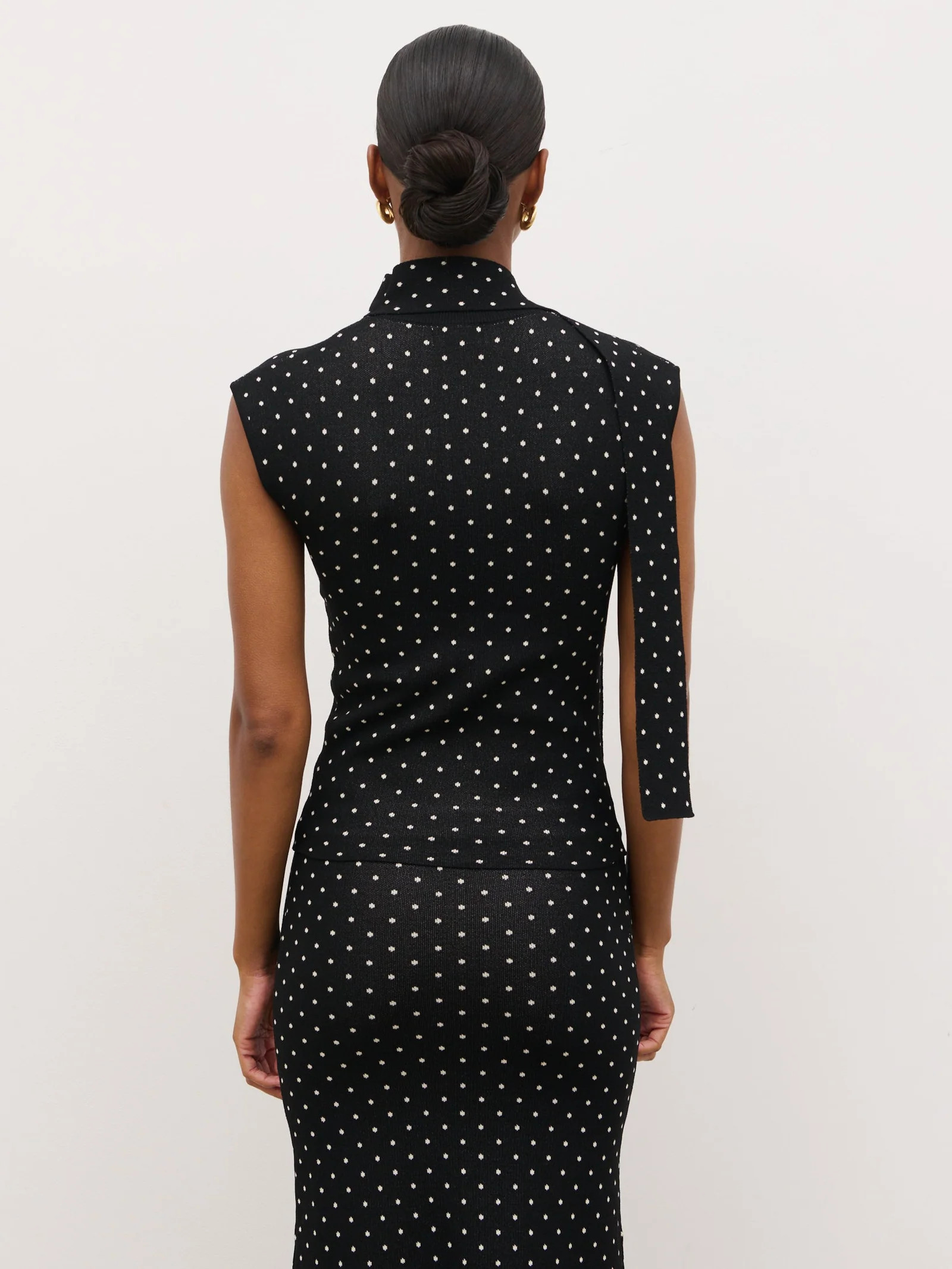 Bonnie Polka Dot High Neck Top - Black and Cream | Pretty Lavish (UK)
