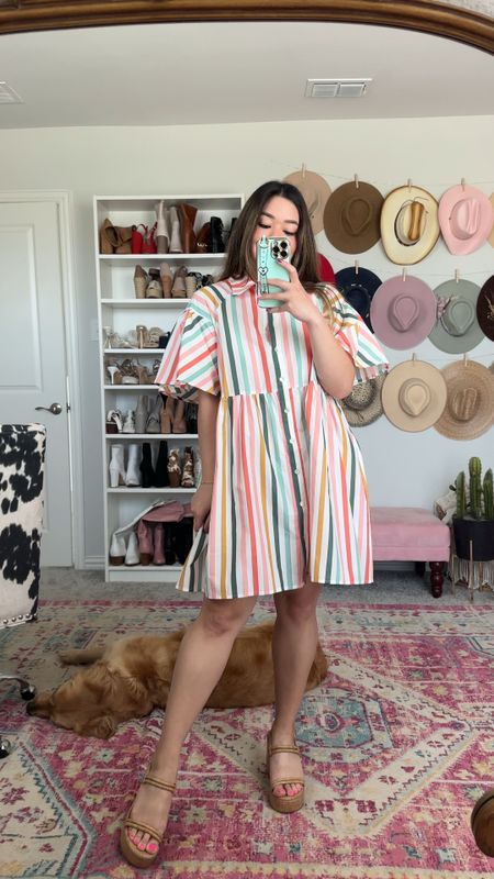 In The Clouds Desert Sage Green Multi Stripe Dress - wearing medium. Fits oversized so size down if in between sizes

Spring dress, vacation dress, spring outfit, vacation outfit, midsize dress, midsize outfit, easter outfit, easter dress, maternity dress, travel outfit, button down dress, country concert outfit, rainbow dress 

#LTKfindsunder100 #LTKmidsize #LTKSeasonal