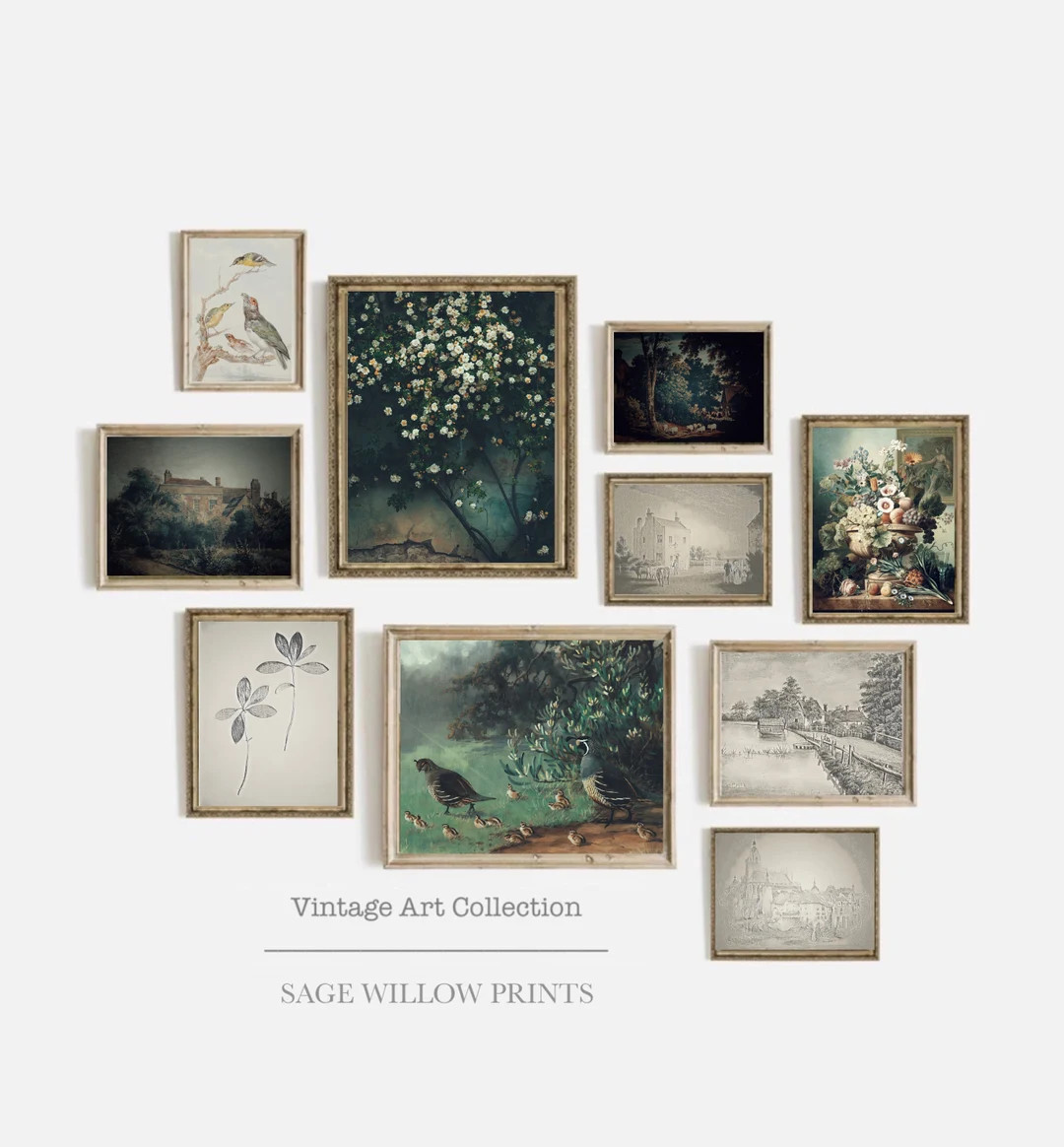 Vintage Set of 10 Prints, Antique Gallery Wall Art Set, Aesthetic Antique French Decor Print, Pri... | Etsy (US)