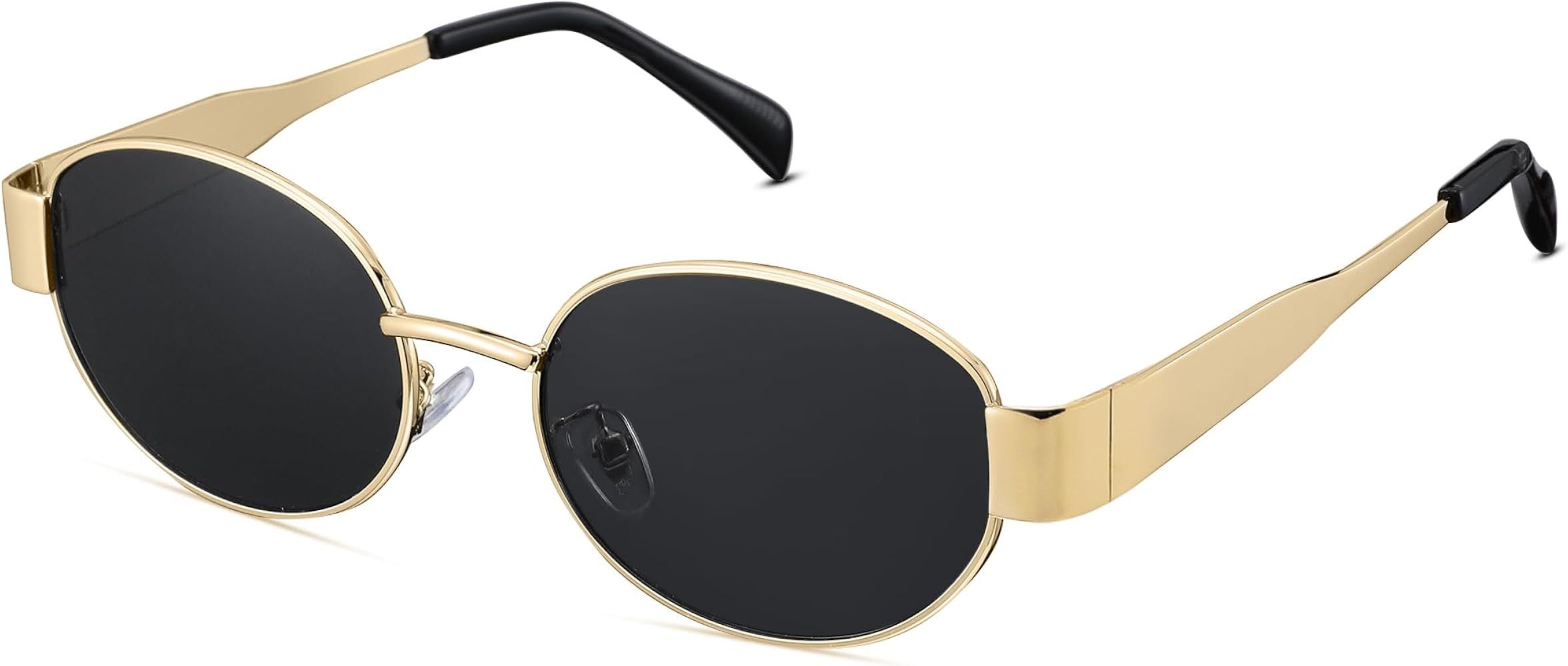 Retro Oval Sunglasses for Women Men - Fashion Sun Glasses - Rectangle Metal Frame Shades | Amazon (US)