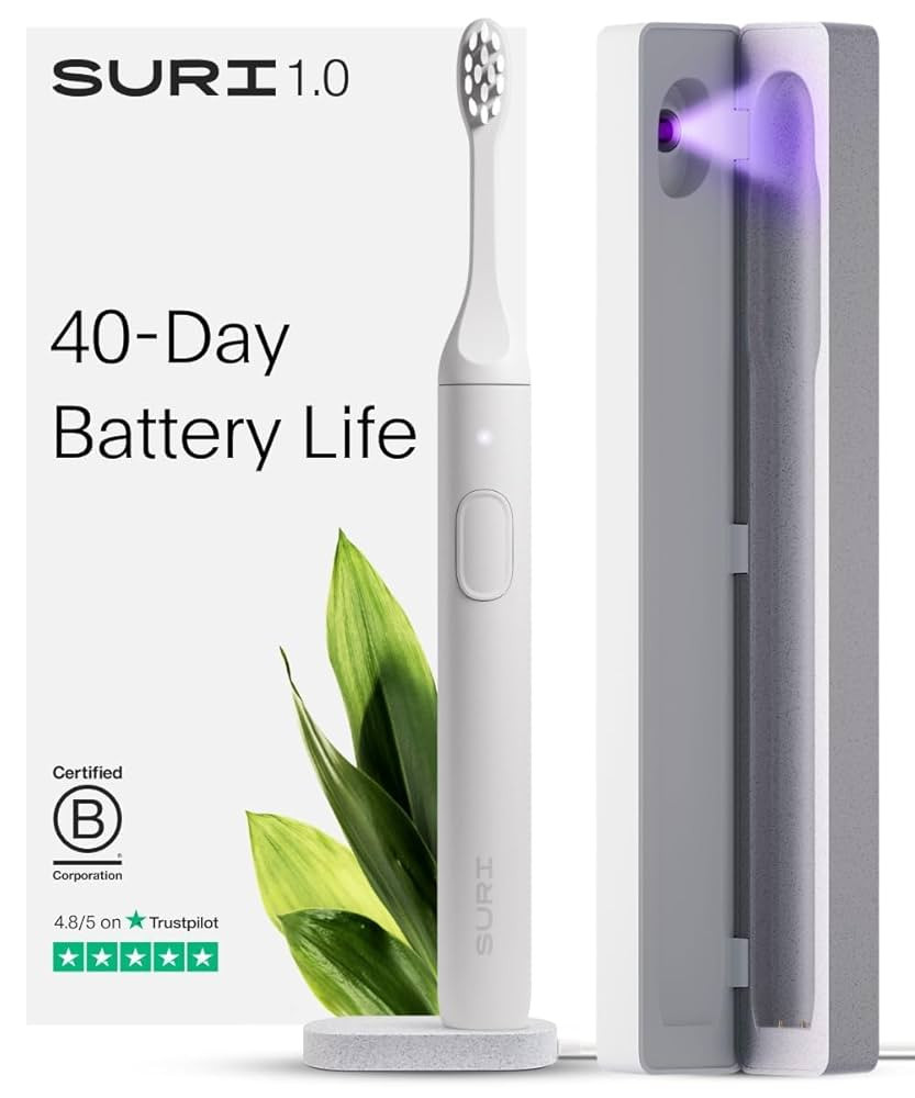 SURI 1.0 Sonic Electric Toothbrush with UV Cleaning Travel Case | 40+ Day Battery | UK’s No.1 R... | Amazon (UK)