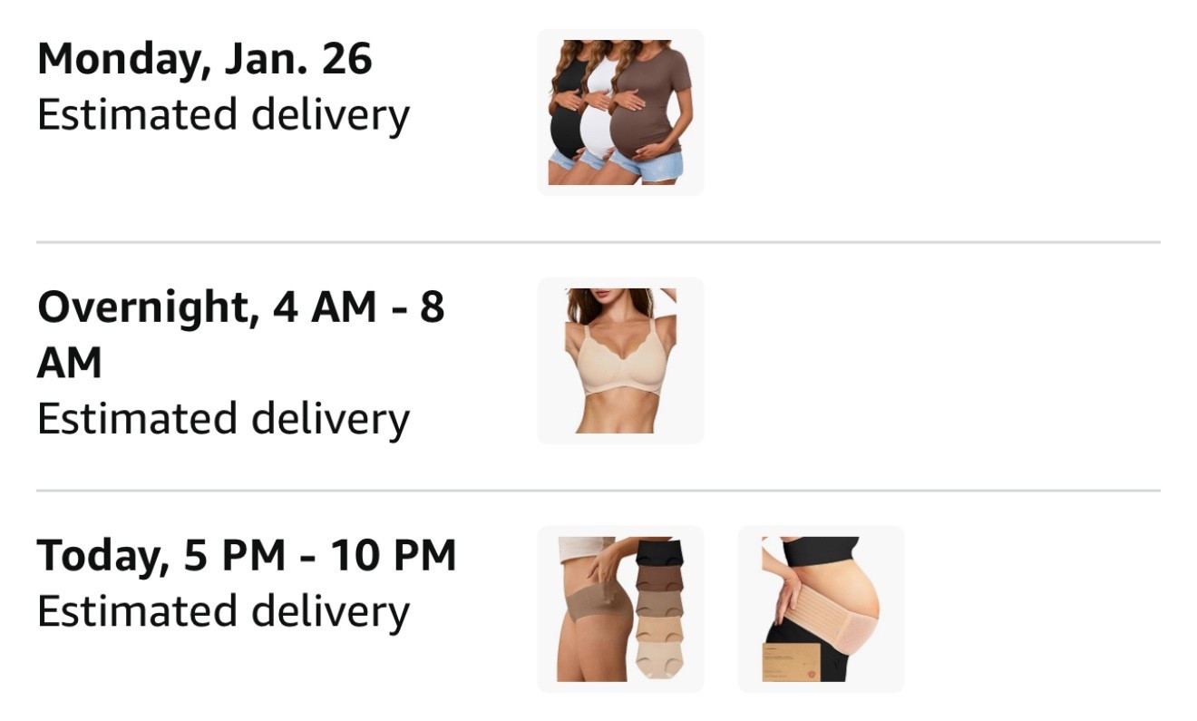 Recent Amazon maternity order 

#LTKBaby #LTKBump